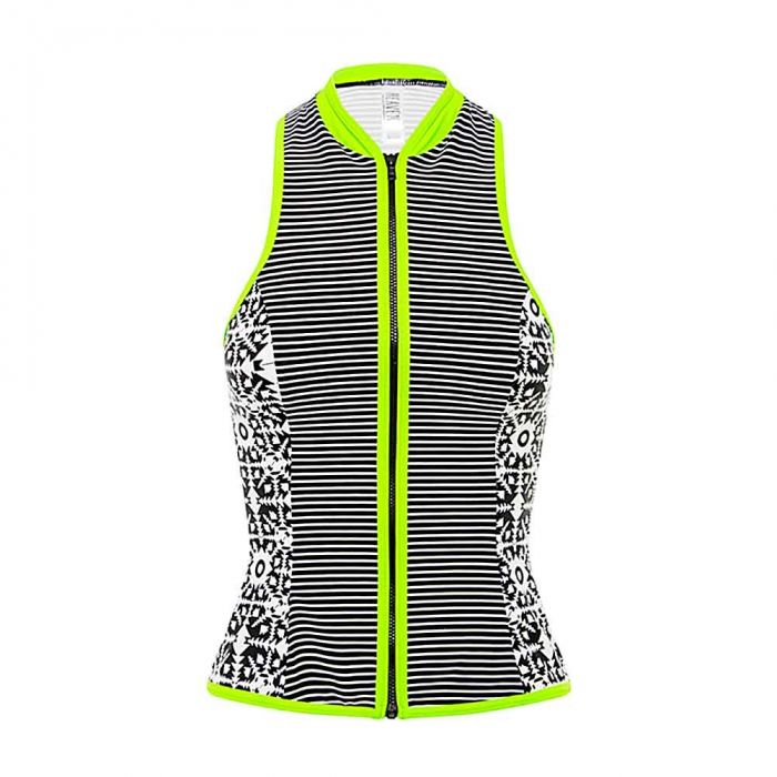 FINAL SALE Heaven Splice Zip Front Swim Rash Vest H071704 White Black