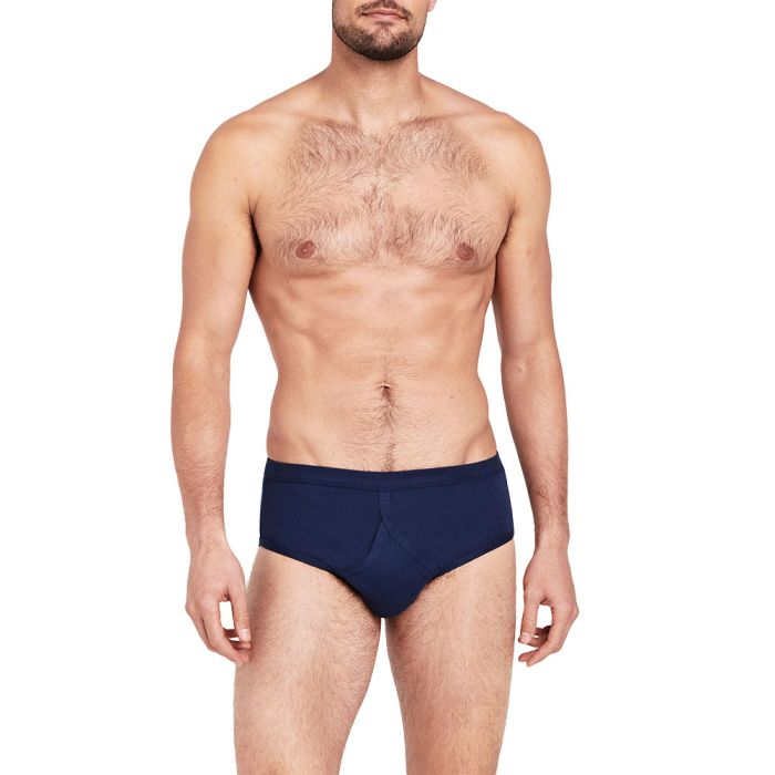 Sport briefs with fly, fine rib, navy blue - Original Classics