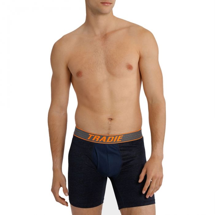 Tradie Honey Badger Sports Mid Length Trunk MJ2072SK Navy Marle Mens  Underwear