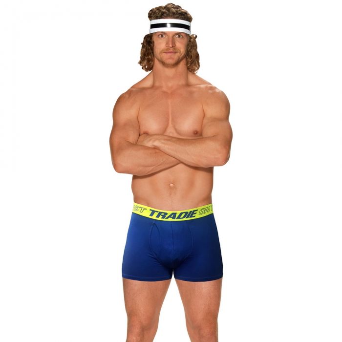 Tradie Honey Badger Sports Short Length Trunk MJ2355SK Blaster Blue Mens  Underwear