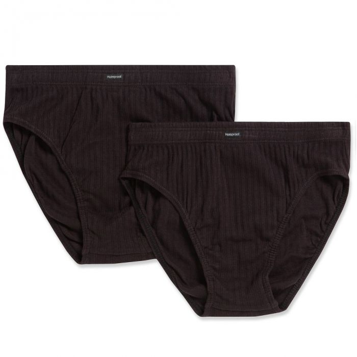 Holeproof Cotton Mock Rib Brief 2-Pack MZZX2A Black Mens Underwear