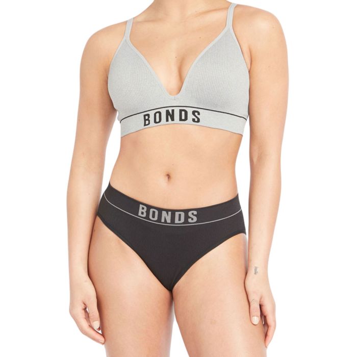 Bonds Retro Rib Wirefree Tee Bra YXF7Y Grey Marle Womens Underwear