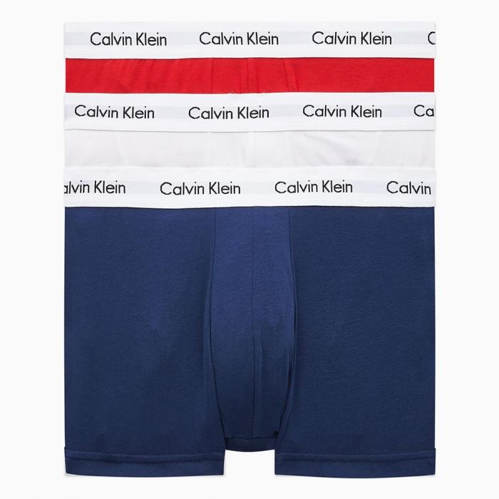 Calvin Klein Cotton Stretch Classic Fit Low Rise Trunk 3 Pack U2664 Red White Blue Mens