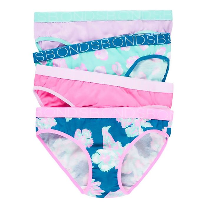 Bonds Girls Bikini 4-Pack Levander/Mint/Pink/Blue Girls Underwear