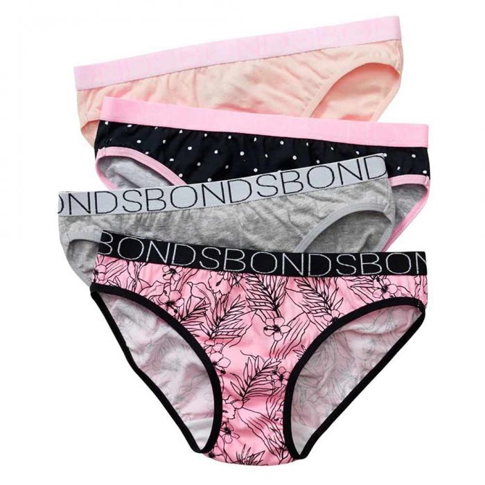 Bonds Girls Bikini 4-Pack UXYH4A Multi Kids Underwear