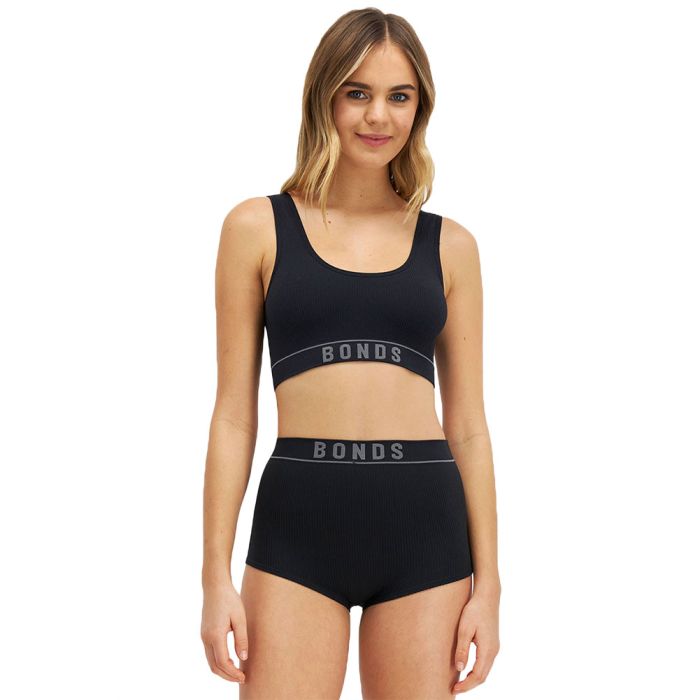 Bonds Retro Rib Hi Shortie WT46 Black Womens Underwear