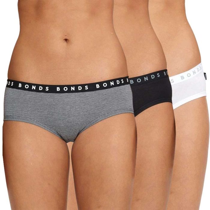 Bonds Hipster Boyleg Brief 3 Pack WUR4A Assorted Womens Underwear