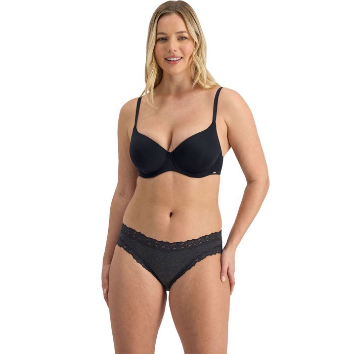 Jockey Parisienne Cotton Marle Bikini Brief WWJ7 Charcoal Marle Womens  Underwear