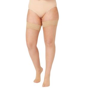 Ambra 6-Pack Sheer Pattern Top Satin Stay Up Natural