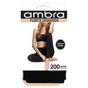 Ambra 6-Pack Fleece Opaque Leggings Black