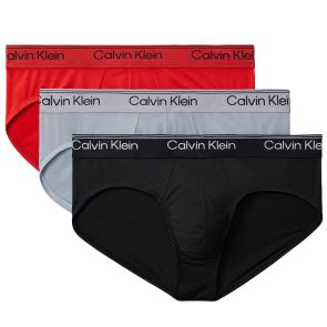 Calvin Klein Microfibre Stretch Hip Brief 3-Pack NB4408 Red/Grey/Black
