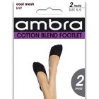 Ambra Cotton Mesh Footlets 2-Pack ACMF2PP Black
