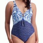 Moontide Pop Indigo Plunge Swim Suit M4828PO Tie Dye Womens Swimsuit