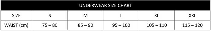 Rio Underwear chart