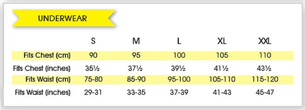 Tradie Men Size Chart