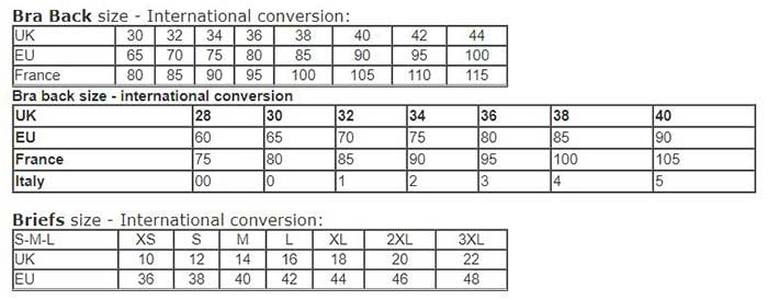 Audelle Bra1 Size Chart