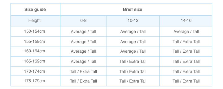Berlei Hosiery Shared Size Guide