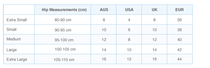 Little Minx Brief size guide