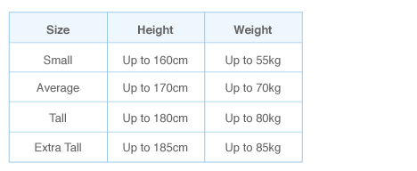 Voodoo Standard size guide